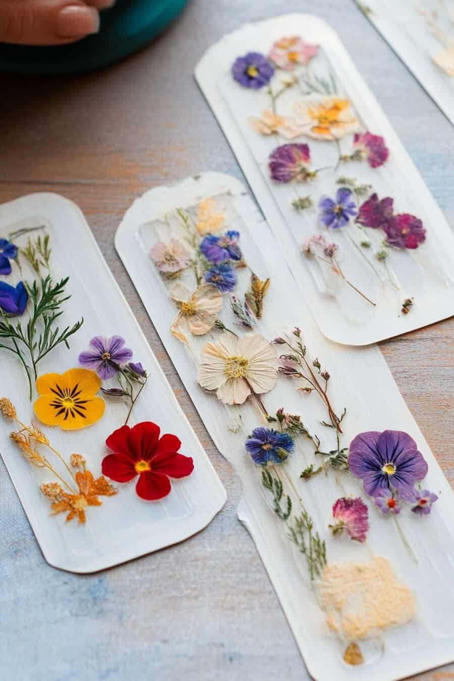 pressed flower bookmark making