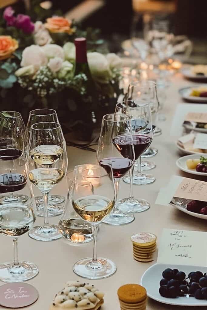 wine tasting at wedding 