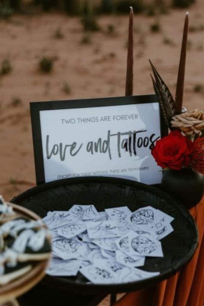 temporary tattoos - unconventional wedding 