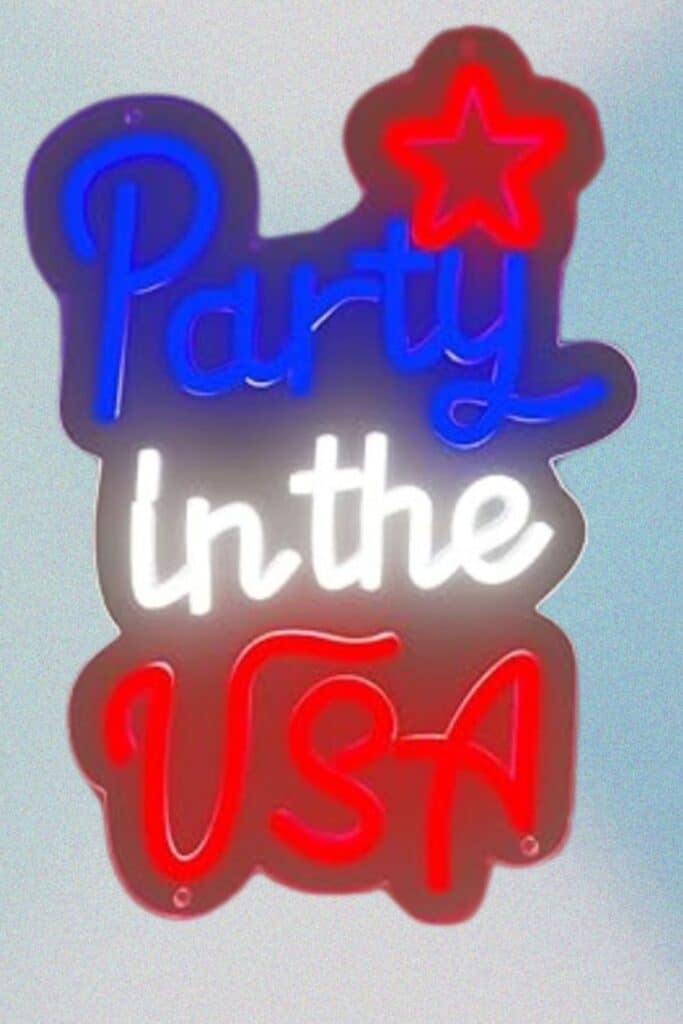 party in the usa neon sign
