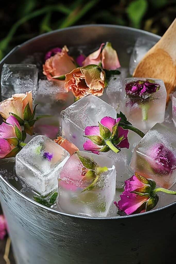 flower ice cubes decor 