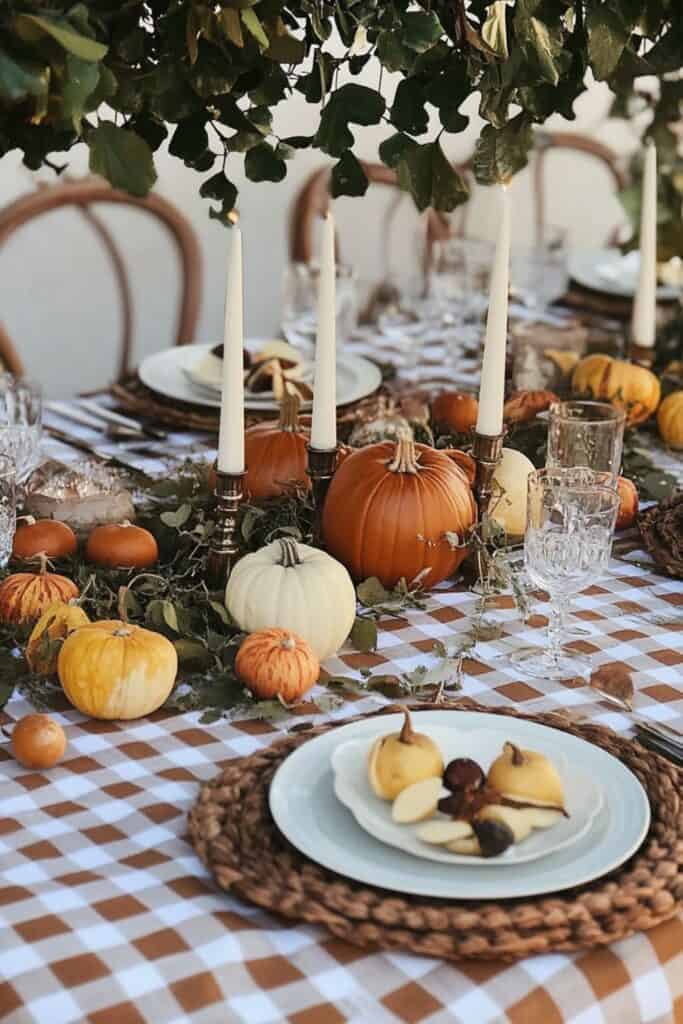 gingham table clothes for fall engagement party